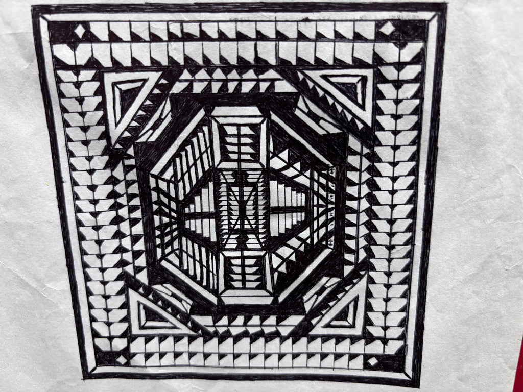 Geometric Labyrinth – Psychological Abstract Ink Art Print