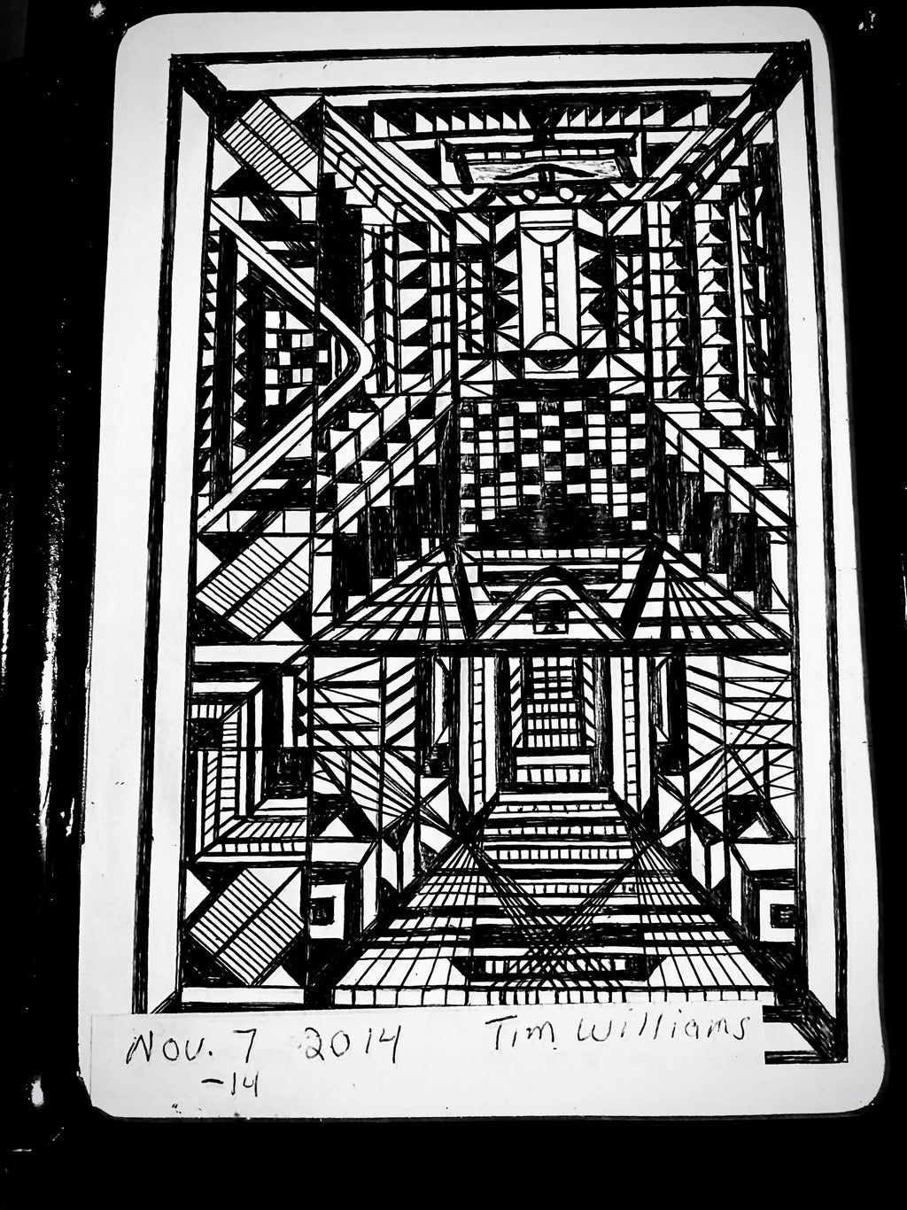 Geometric Labyrinth – Psychological Abstract Ink Art Print