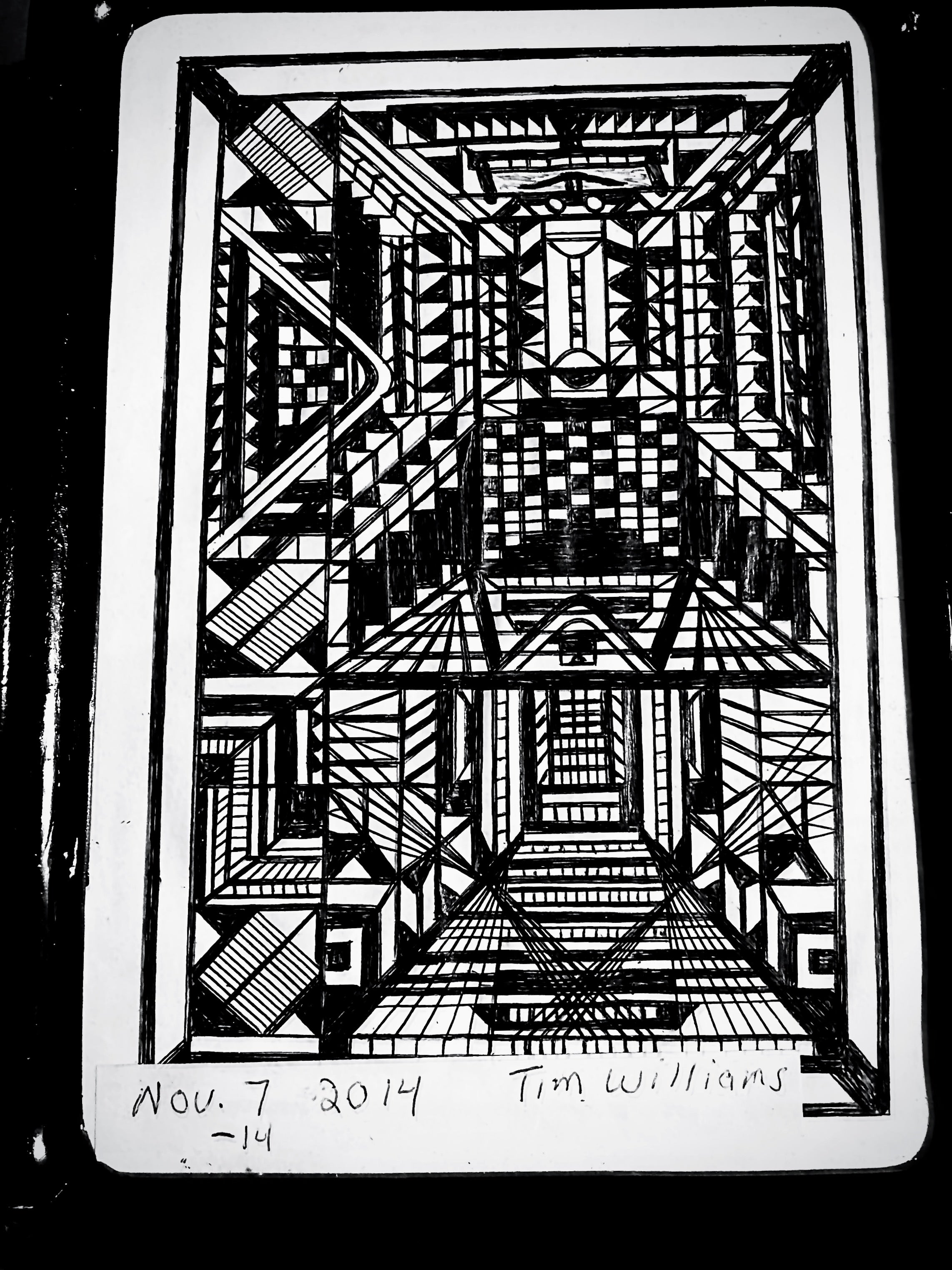 Geometric Labyrinth – Psychological Abstract Ink Art Print