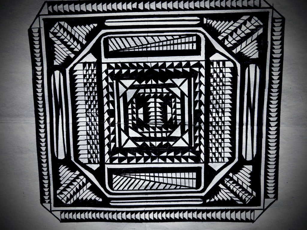 Geometric Labyrinth – Psychological Abstract Ink Art Print