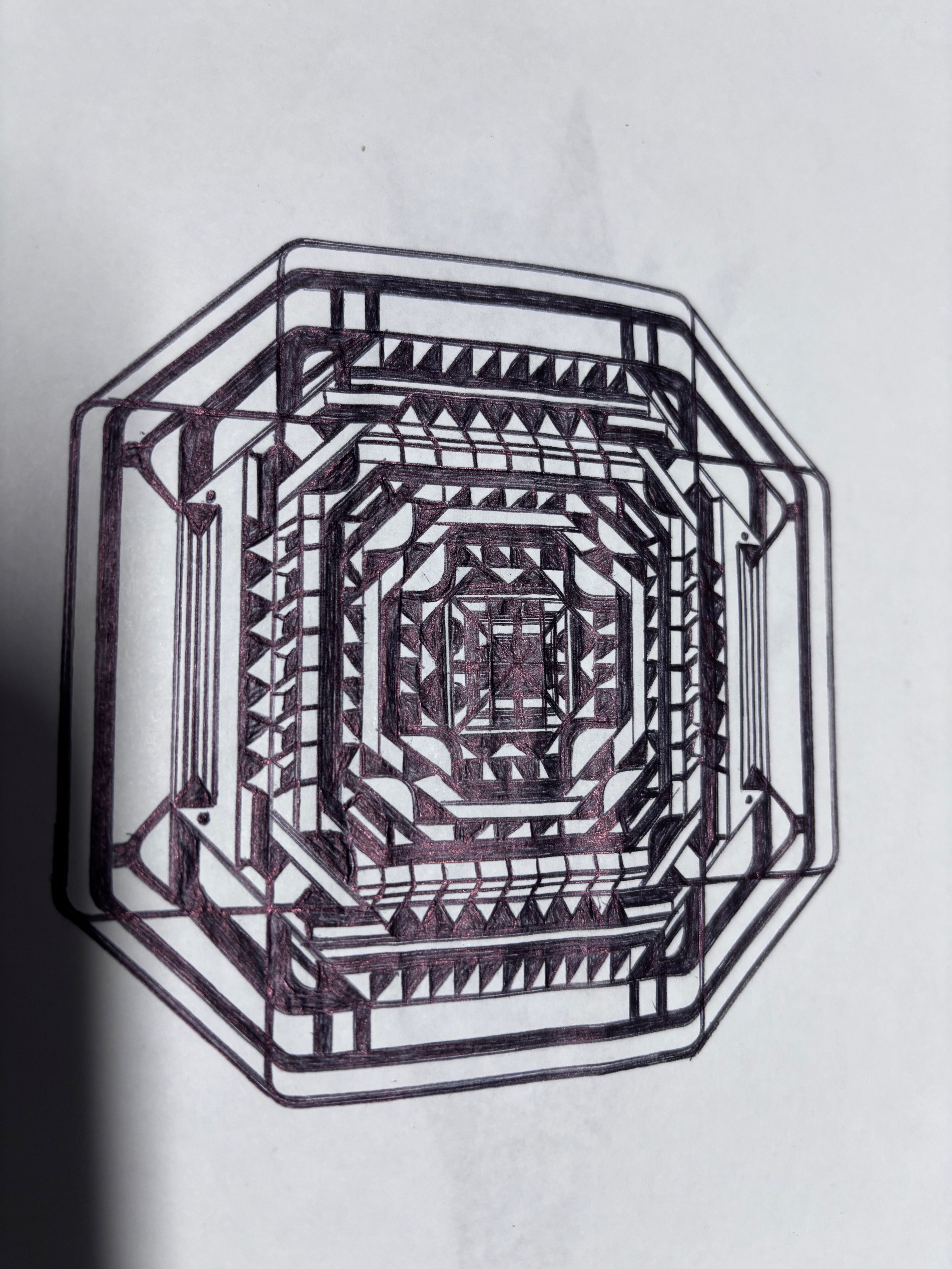 Geometric Labyrinth – Psychological Abstract Ink Art Print
