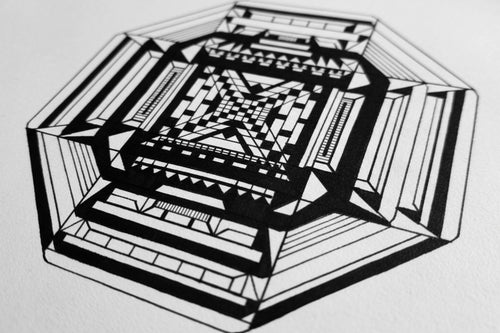 Geometric Labyrinth – Psychological Abstract Ink Art Print